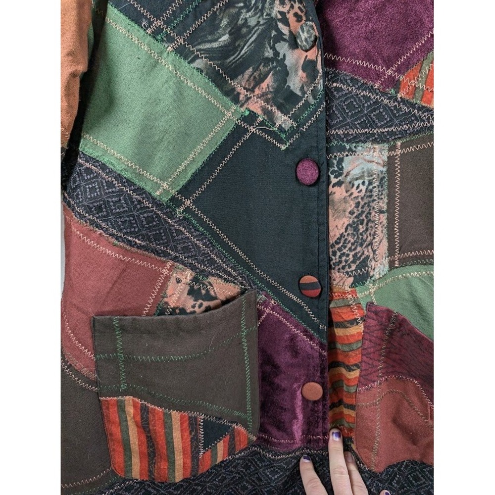 Parsley Sage Long Jacket Women's Large Boho‎ Crazy Patchwork Artsy Embroidered - Picture 7 of 11